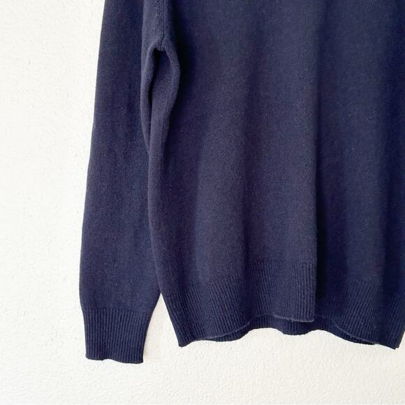 J. Crew Sweater‎ Mens 100% Lambs Wool Button Cowl Neck Navy Cozy Casual Large - Picture 4 of 7